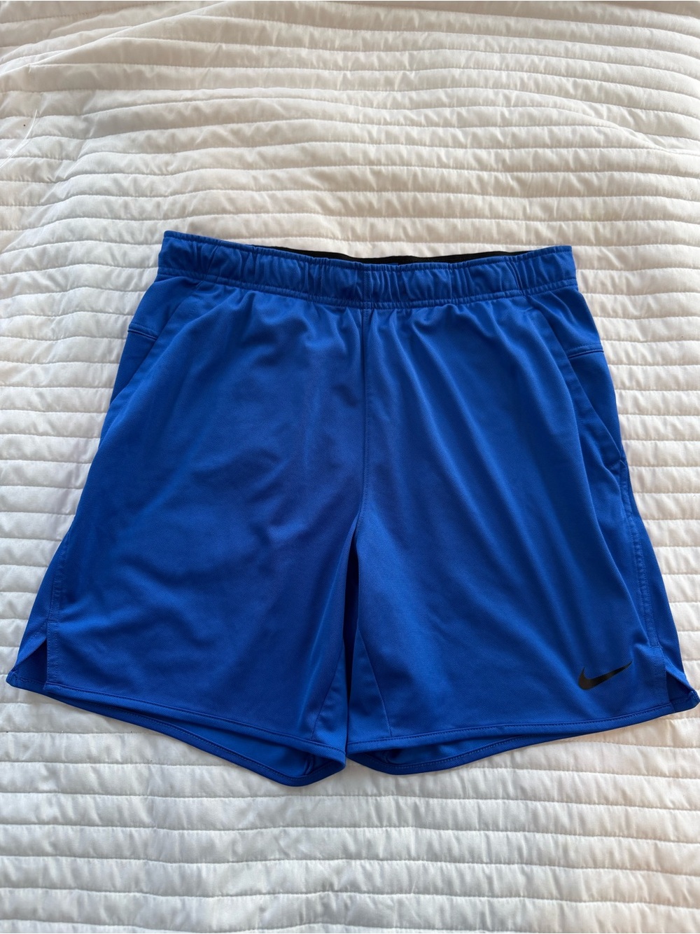 Nike Blue Men's Athletic Shorts with Black Swoosh